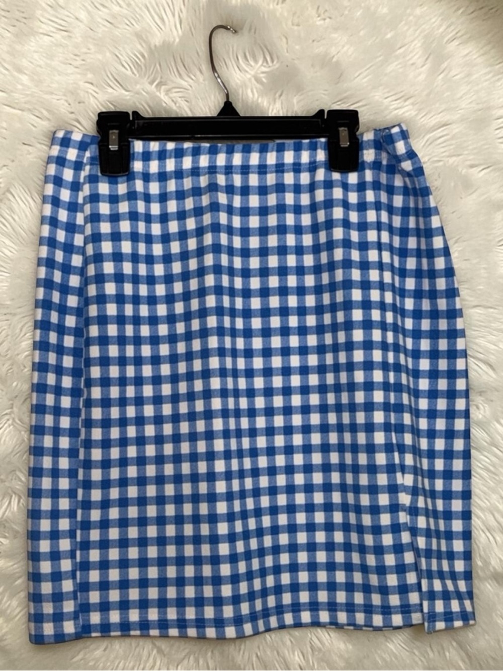 SHEIN Blue Gingham Pencil Mini Skirt